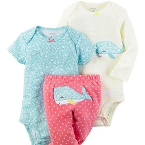 Carter’s Baby Girl’s‎ 3pc Bodysuit Pants Set Whale